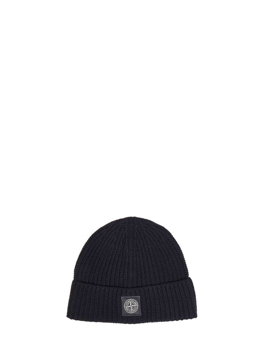 Black ribbed RWS Geelong wool knit beanie