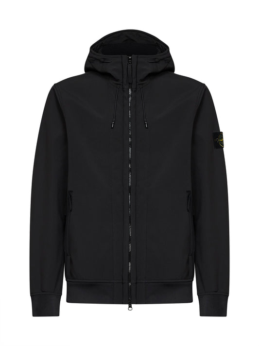 Giacca con cappuccio in Soft Shell-R nero