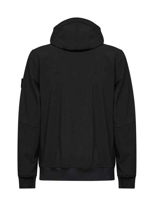 Giacca con cappuccio in Soft Shell-R nero