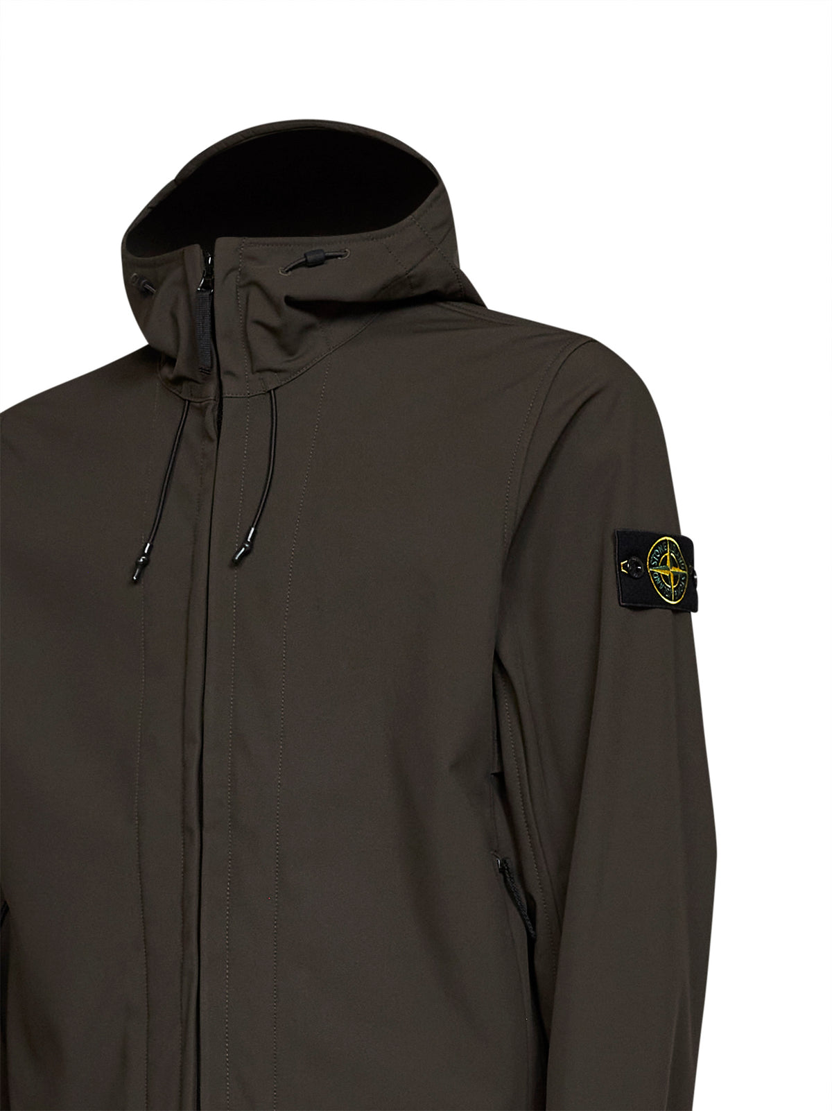 Giacca con cappuccio in Soft Shell-R carbone
