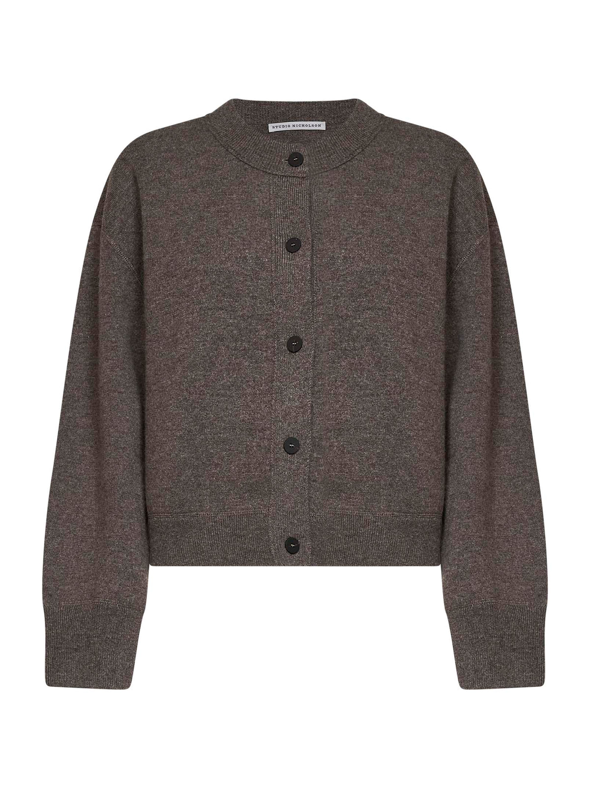 Cardigan girocollo Arvine in magli di lana e cashmere topo