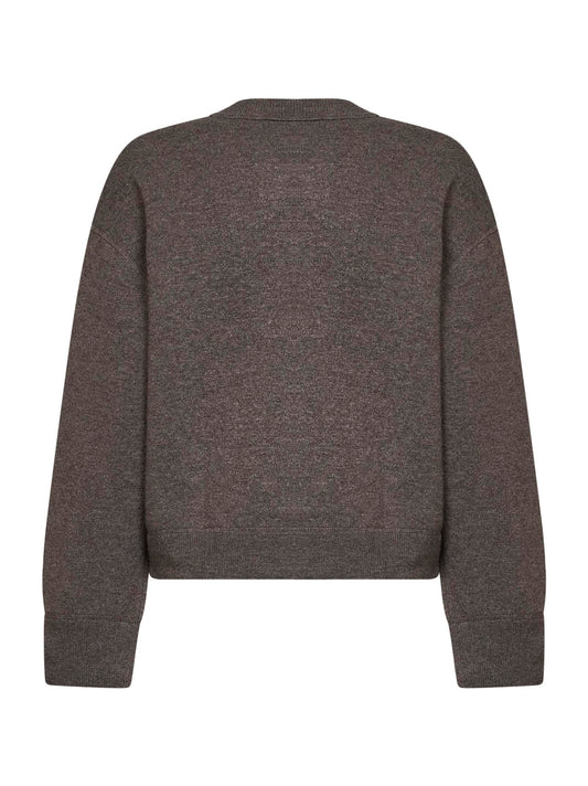Cardigan girocollo Arvine in magli di lana e cashmere topo