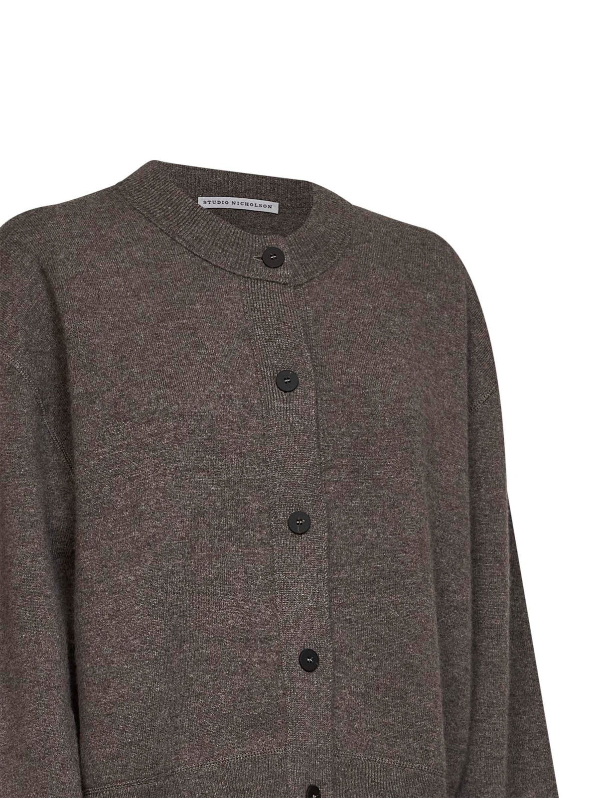 Cardigan girocollo Arvine in magli di lana e cashmere topo