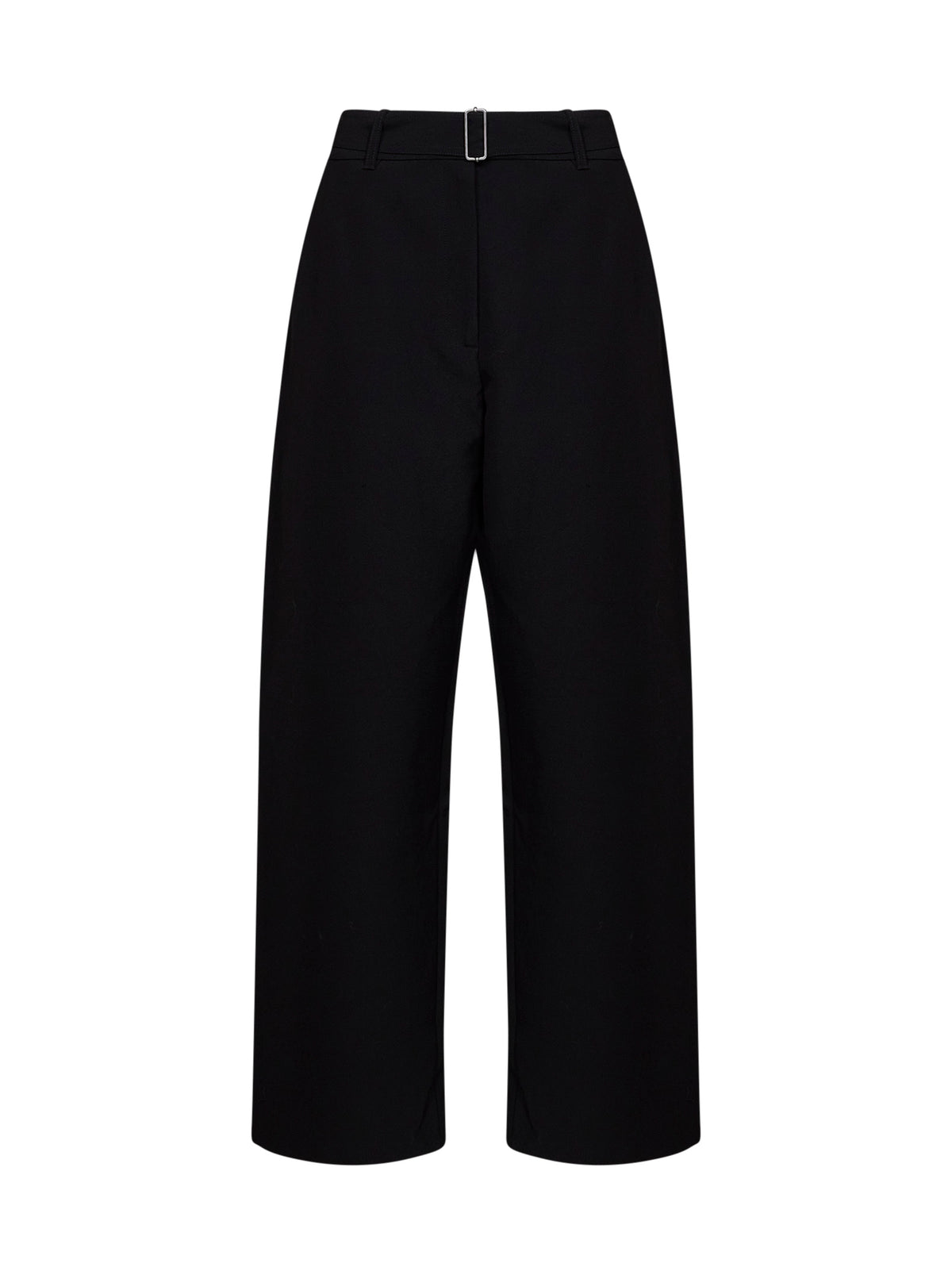 Pantaloni con cintura a gamba curva Chatto in misto lana nera