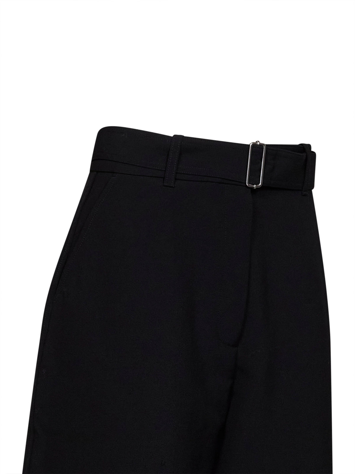 Pantaloni con cintura a gamba curva Chatto in misto lana nera