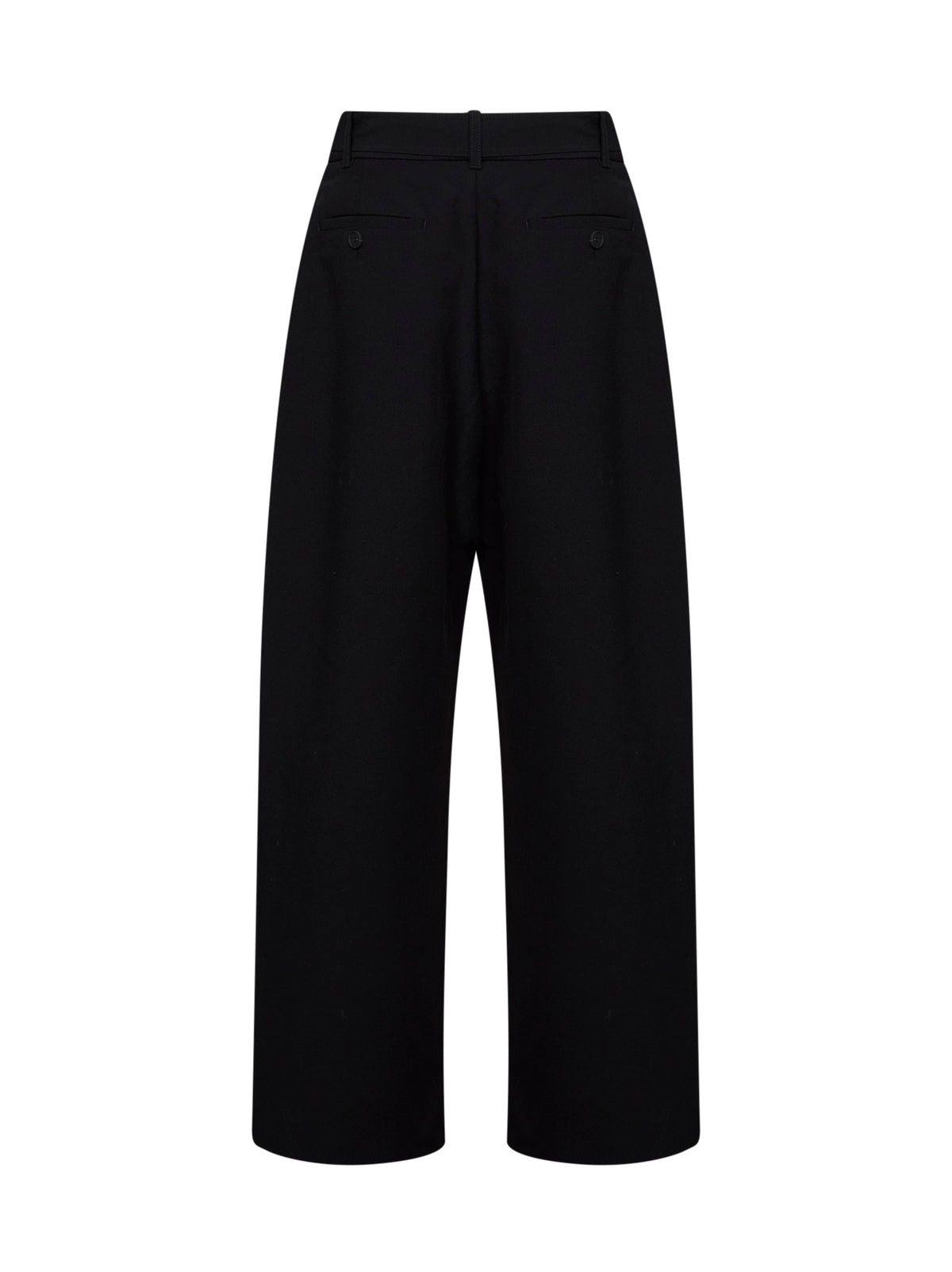 Pantaloni con cintura a gamba curva Chatto in misto lana nera