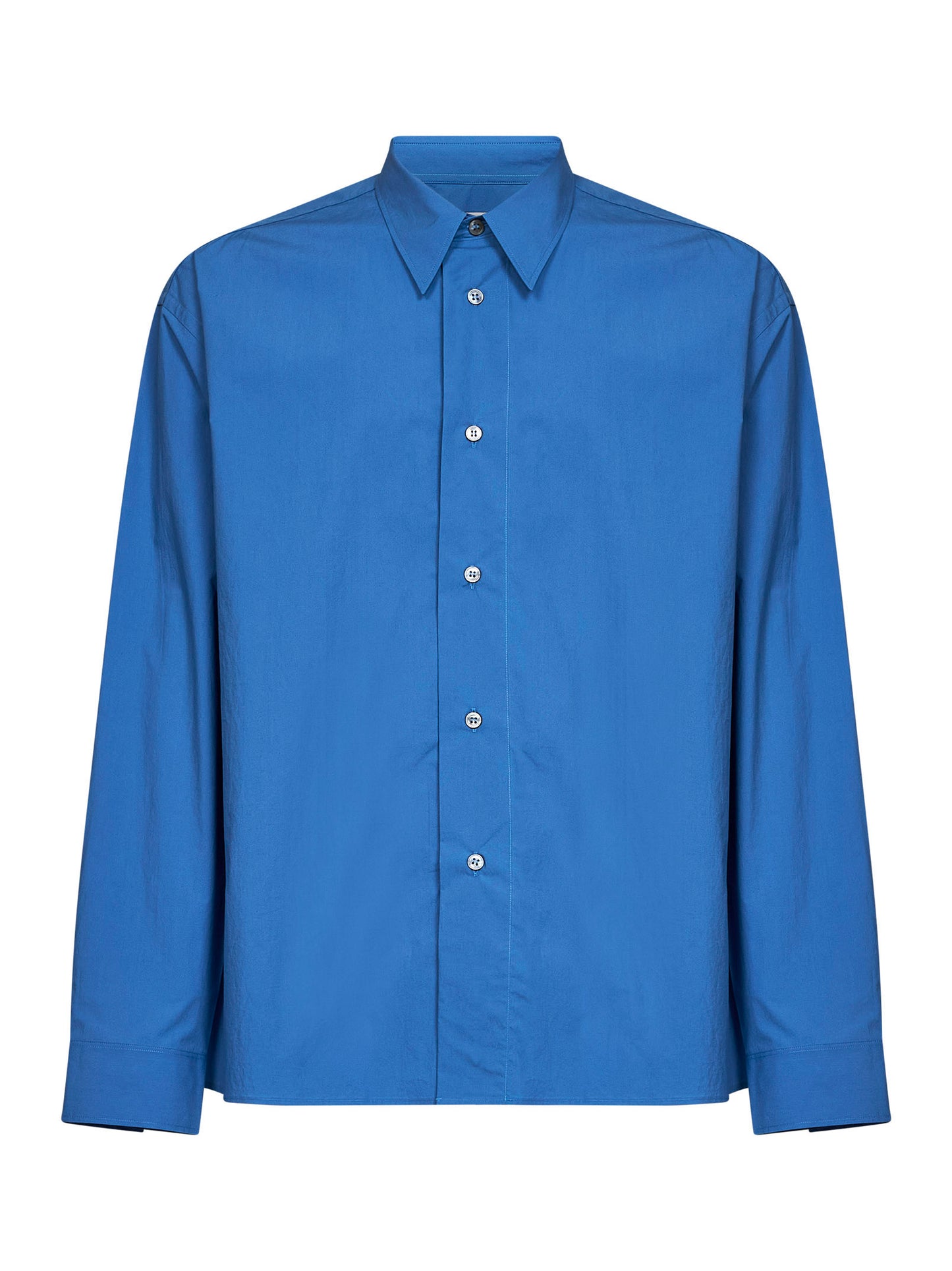 Camicia Hals in popeline effetto carta blu uniforme
