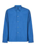Camicia Hals in popeline effetto carta blu uniforme