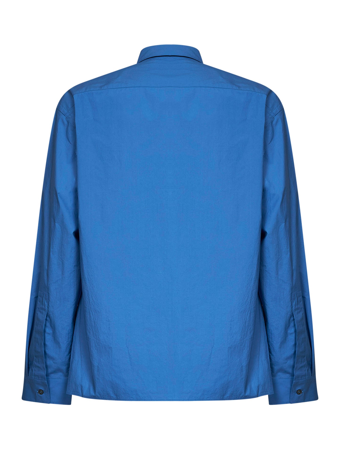 Camicia Hals in popeline effetto carta blu uniforme