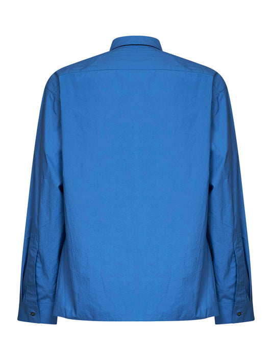 Uniform blue paper-effect poplin Hals shirt