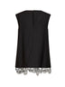 Top Linna in misto lana nera con orlo in pizzo