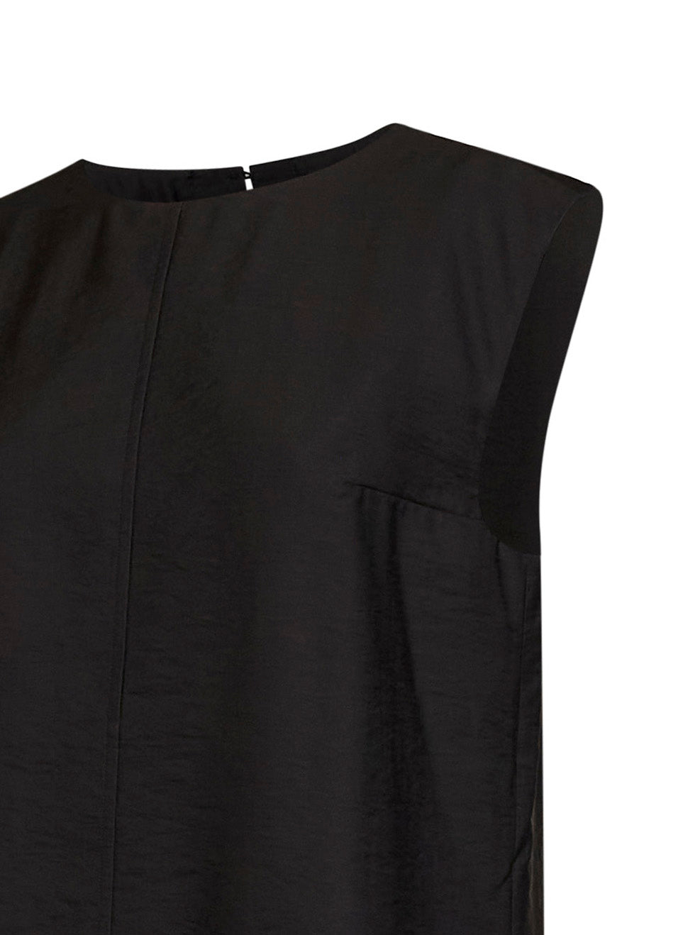 Top Linna in misto lana nera con orlo in pizzo