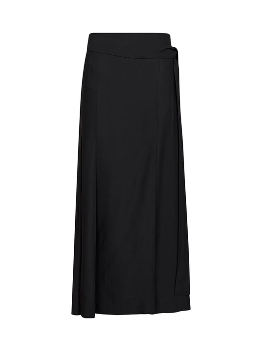 Black twill Mile wrap-effect maxi skirt