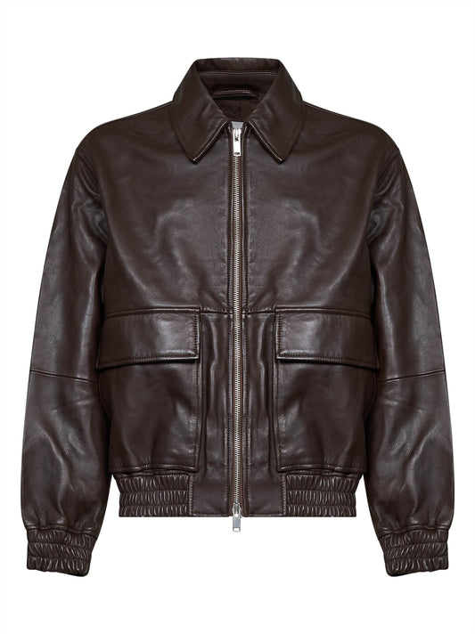 Brown lambskin Piston aviator-style blouson
