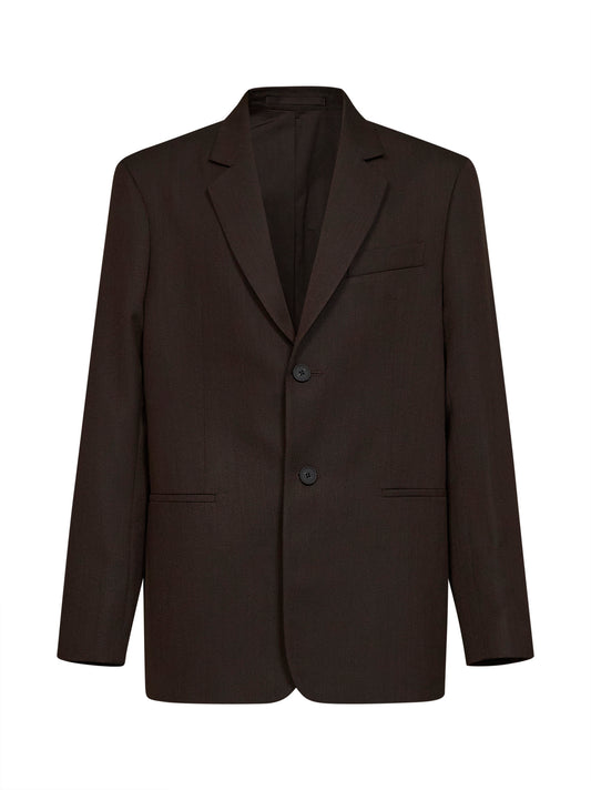 Coffee virgin wool Rover single-breasted tailored blazer