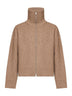 Oatmeal ribbed knit Sandos zip-up cardigan