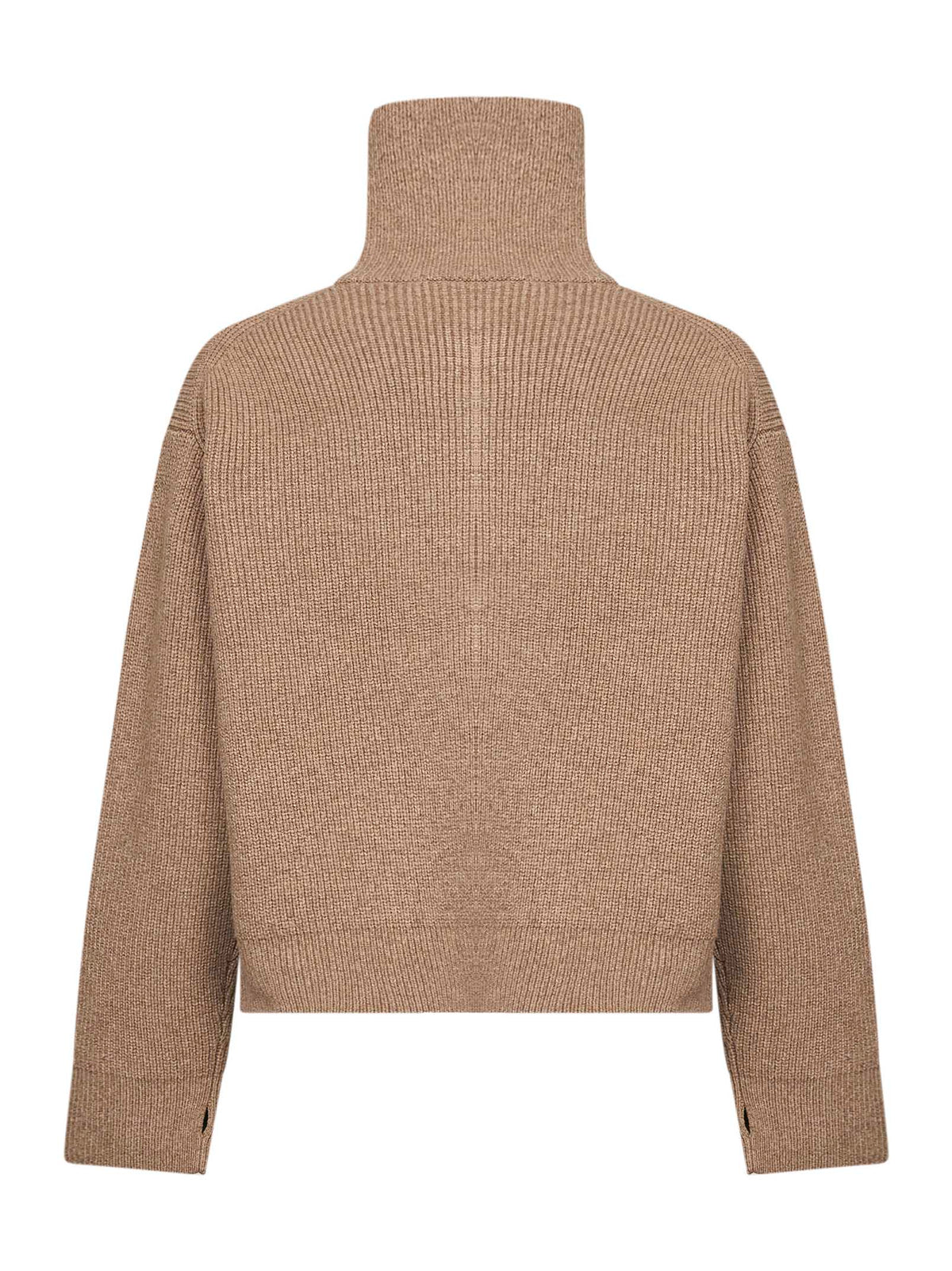 Oatmeal ribbed knit Sandos zip-up cardigan