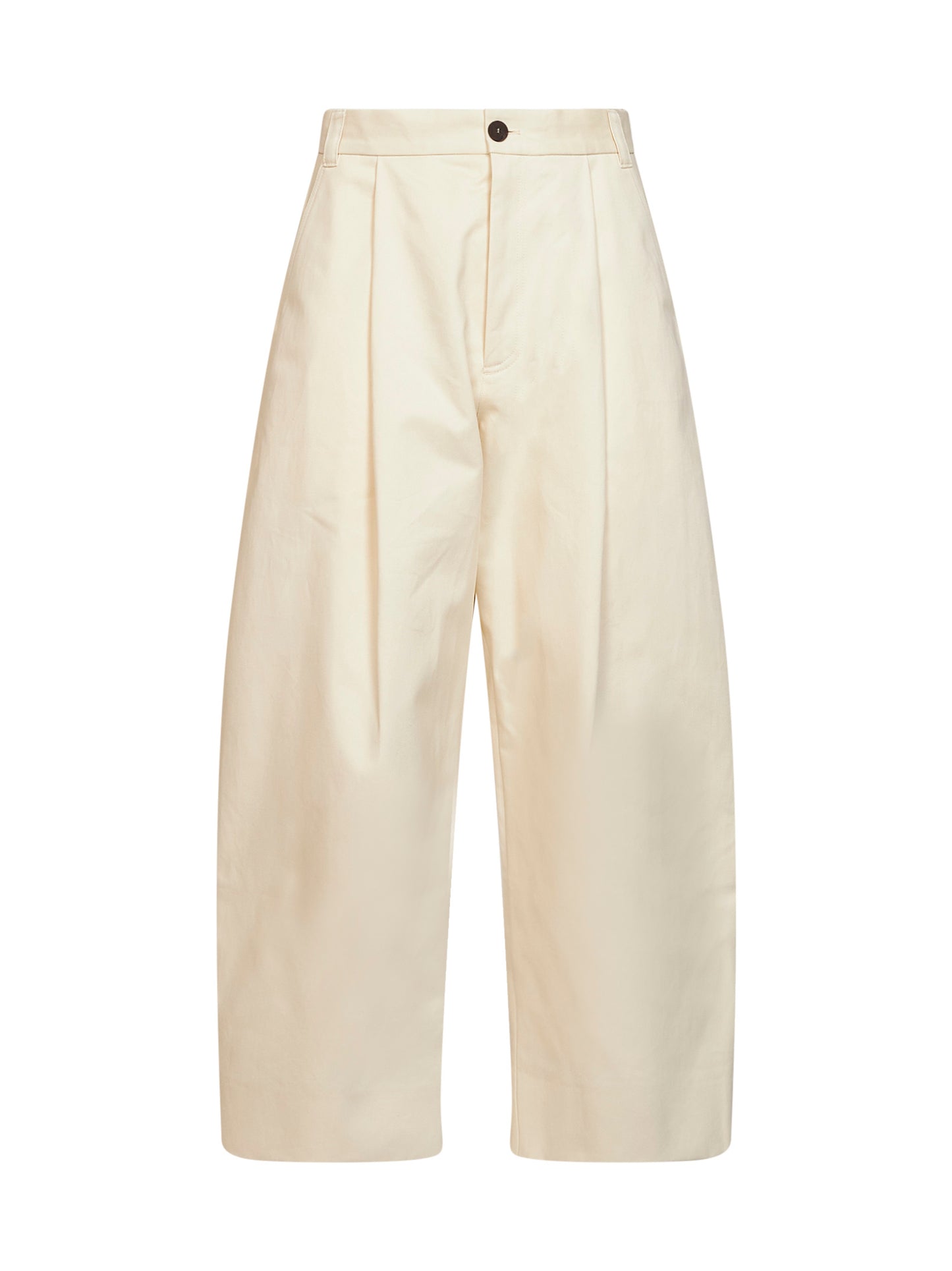 Pantaloni con pince Sorte in twill di cotone crema