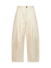 Pantaloni con pince Sorte in twill di cotone crema