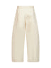 Pantaloni con pince Sorte in twill di cotone crema