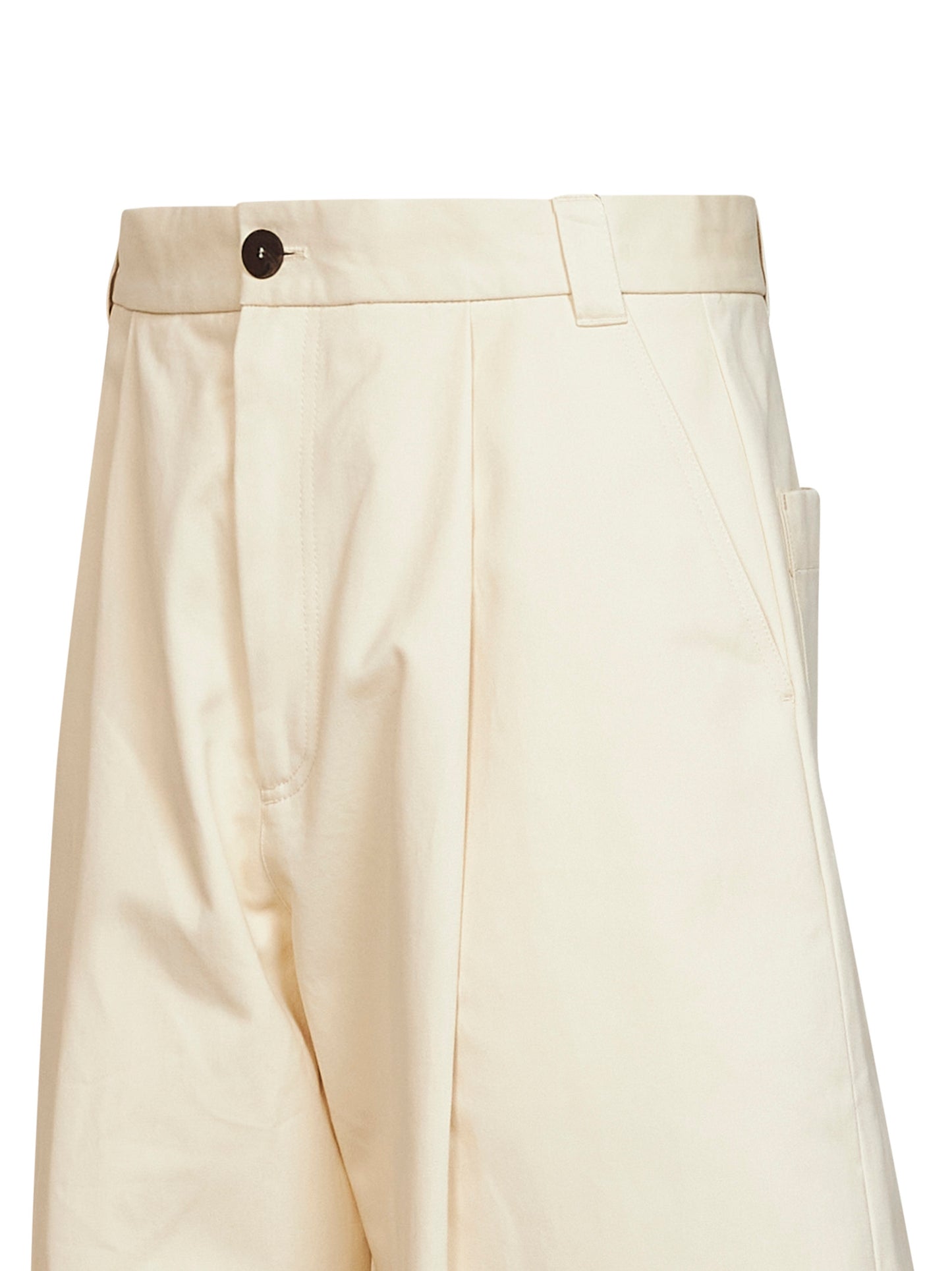Pantaloni con pince Sorte in twill di cotone crema