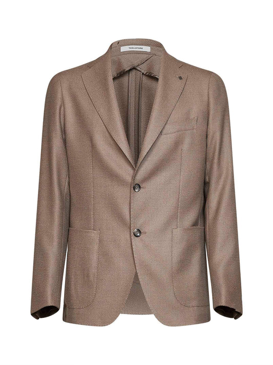 Blazer monopetto Montecarlo in lana jacquard tortora
