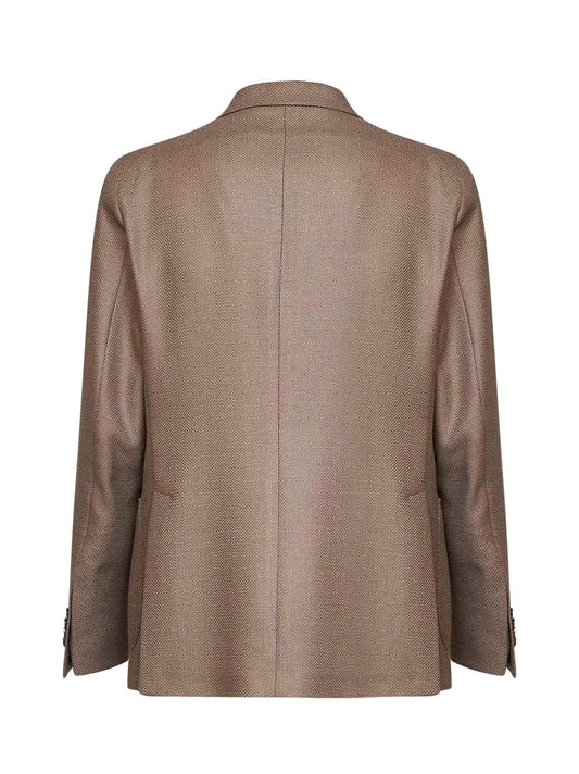 Blazer monopetto Montecarlo in lana jacquard tortora