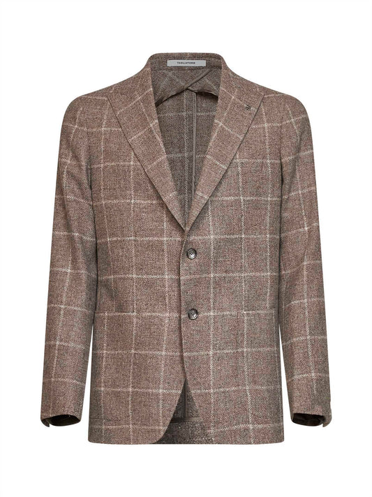 Blazer monopetto Montecarlo in lana a quadri tabacco