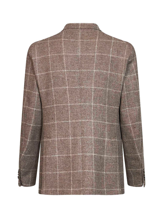 Blazer monopetto Montecarlo in lana a quadri tabacco