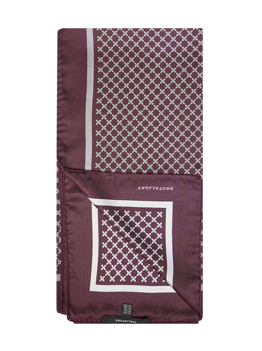 Burgundy silk twill scarf with logo pattern
