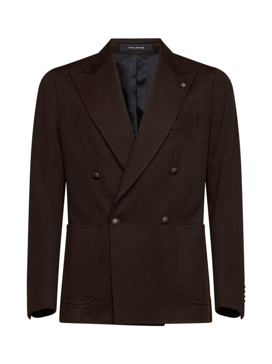 Blazer doppiopetto Montecarlo in jersey di misto lana moro