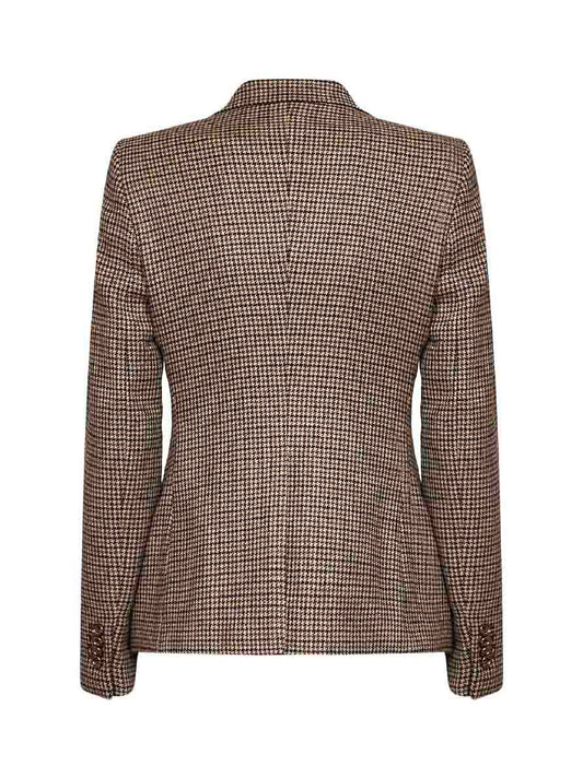 Tobacco houndstooth wool blend Coreen double-breasted blazer