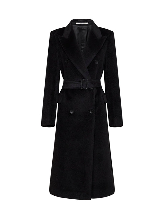 Trench doppiopetto con cintura Jole in beaver di misto alpaca nero