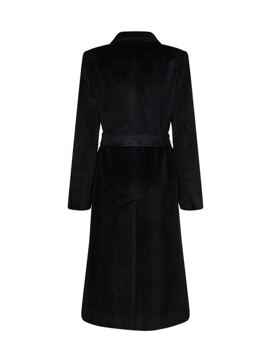 Trench doppiopetto con cintura Jole in beaver di misto alpaca nero