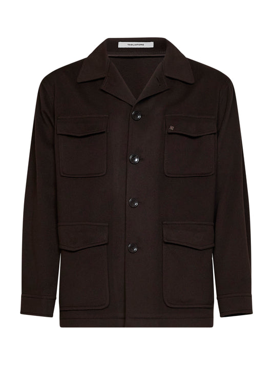 Dark brown virgin wool and cashmere Milton shirt jacket