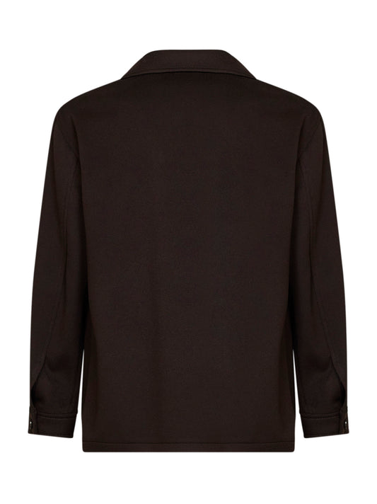 Dark brown virgin wool and cashmere Milton shirt jacket