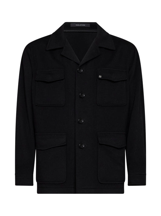 Black virgin wool and cashmere Milton shirt jacket
