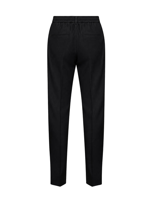 Pantaloni sartoriali con coulisse Newman in lana stretch nera