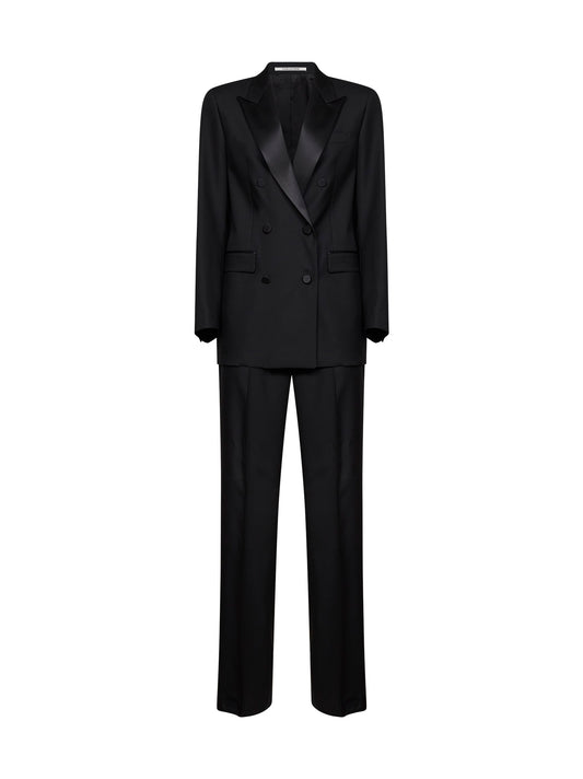 Black virgin wool Jasmine oversized double-breasted suit