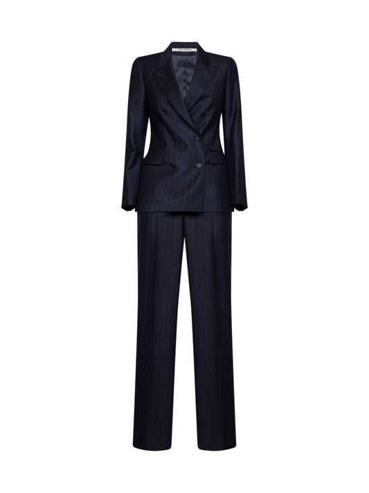 Blue pinstriped virgin wool Parigi double-breasted suit