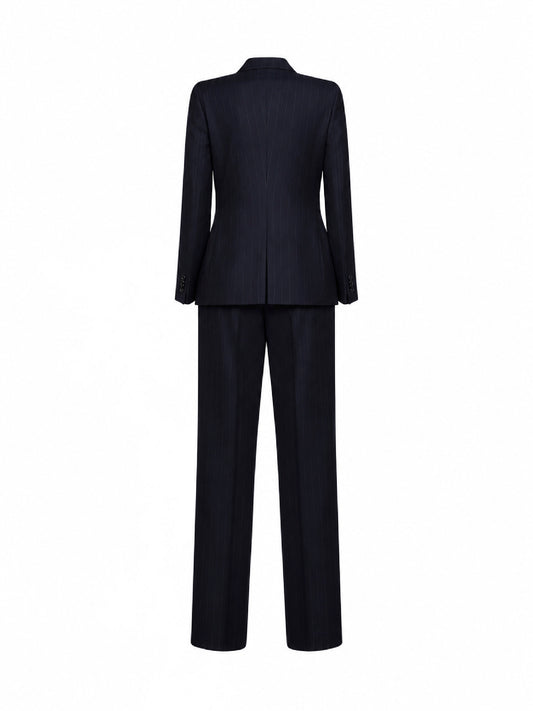 Blue pinstriped virgin wool Parigi double-breasted suit