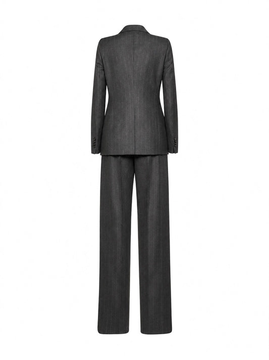 Tobacco pinstriped virgin wool Parigi double-breasted suit