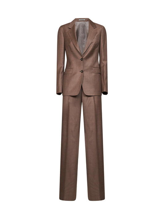 Tobacco virgin wool canvas Parigi single-breasted suit