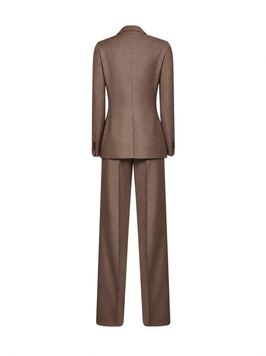 Tobacco virgin wool canvas Parigi single-breasted suit
