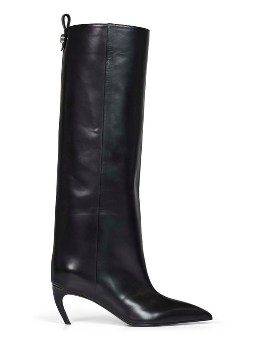 Black leather "Lea" knee-high boots