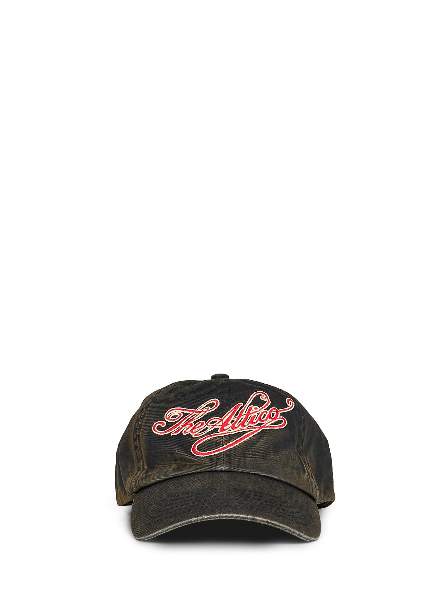 Black cotton denim logo baseball cap