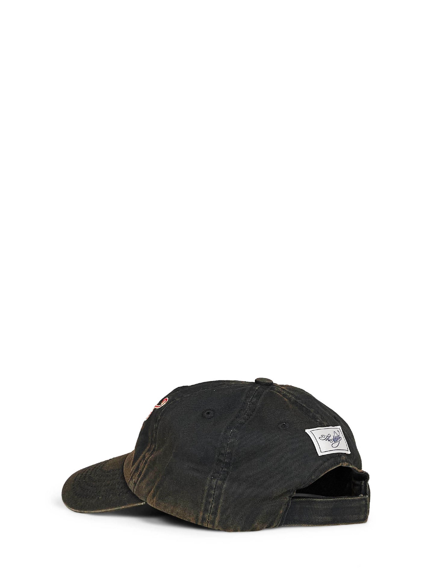 Black cotton denim logo baseball cap