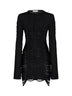 Miniabito in maglia di viscosa con frange nero<BR/>