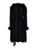 Black knit and feathers long belted cardigan