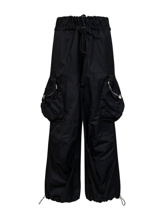 Pantaloni cargo in gabardina overdyed nera